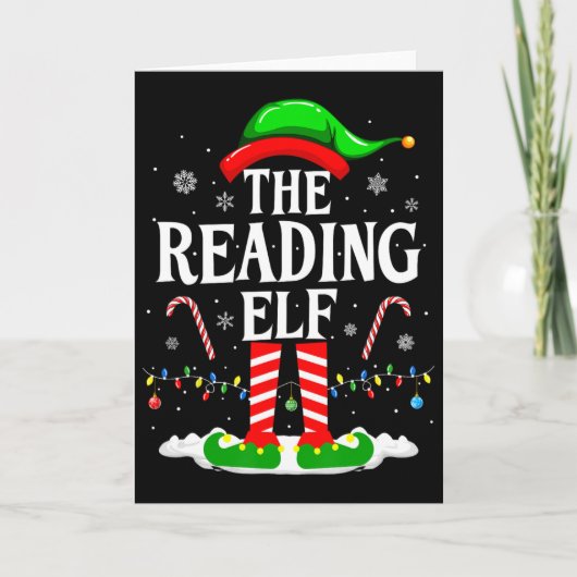 De Lezende Elf Kerst Grappig Boek Lezer Kerstmis B Kaart (Voorkant)