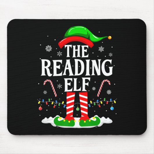 De Lezende Elf Kerst Grappig Boek Lezer Kerstmis B Muismat (Voorkant)