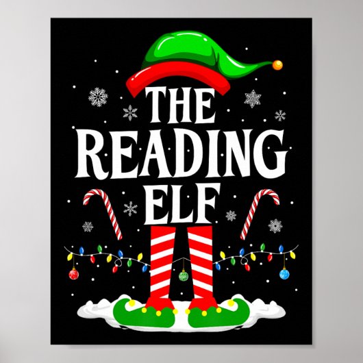De Lezende Elf Kerst Grappig Boek Lezer Kerstmis B Poster (Voorkant)