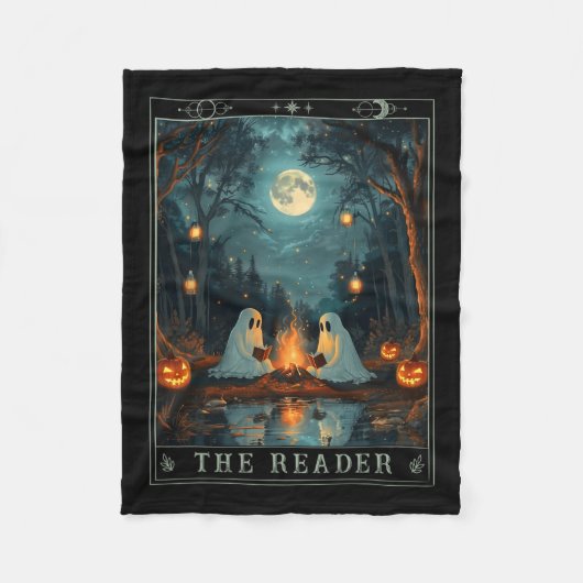 De lezer Bookish Schattige Spooky Ghost Leesboek Fleece Deken (Voorkant)