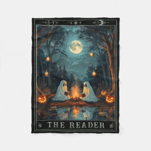 De lezer Bookish Schattige Spooky Ghost Leesboek Fleece Deken (Voorkant)