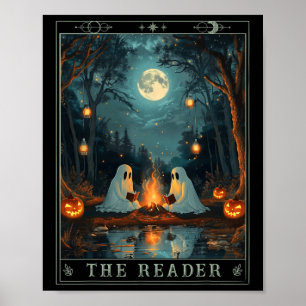 De lezer Bookish Schattige Spooky Ghost Leesboek Poster