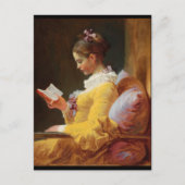 De lezer Frans meisje in Gele Dress Briefkaart (Voorkant)