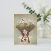 De lezer is een jong meisje met boeken briefkaart (Staand voorkant)