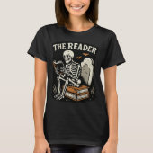 De lezer | Skeleton Booklover Halloween T-shirt (Voorkant)