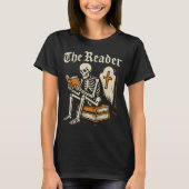 De lezer | Skeleton Booklover Halloween T-shirt (Voorkant)