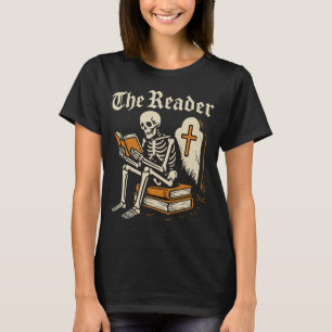 De lezer Skeleton Booklover Halloween T-shirt