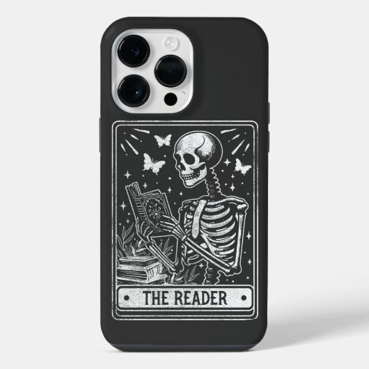 De lezer Skeleton lezen Booklover Halloween iPhone Hoesje (Achterkant)