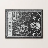 De lezer Skeleton lezen Booklover Halloween Legpuzzel (Horizontaal)