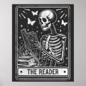 De lezer Skeleton lezen Booklover Halloween Poster (Voorkant)