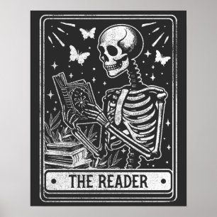 De lezer Skeleton lezen Booklover Halloween Poster