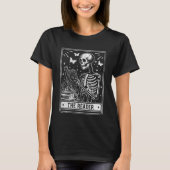De lezer Skeleton lezen Booklover Halloween T-shirt (Voorkant)