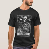 De lezer Skeleton lezen Booklover Halloween T-shirt (Voorkant)