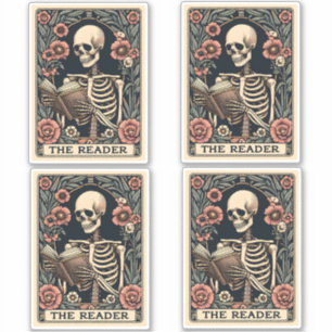 De Lezer Skeleton Tarot Kaart Sticker