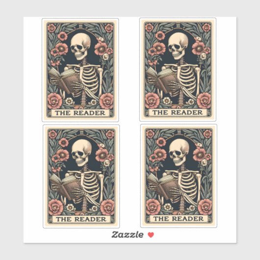 De Lezer Skeleton Tarot Kaart Sticker (Vel)