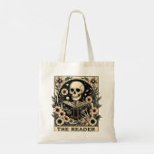 De Lezer Skeleton Tarot Kaart Tote Bag (Achterkant)
