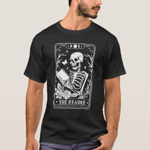 De lezer Spooky Seizoen Retro Halloween Skelet T-shirt
