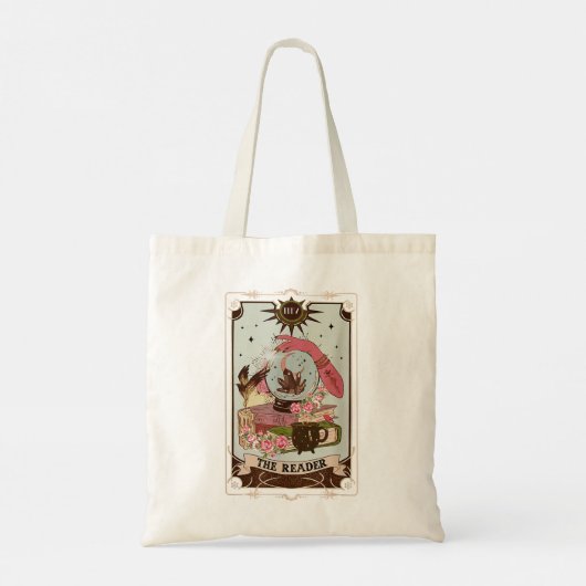 De lezer Tarot Card Witch Vibes Reading Bookworm Tote Bag (Achterkant)