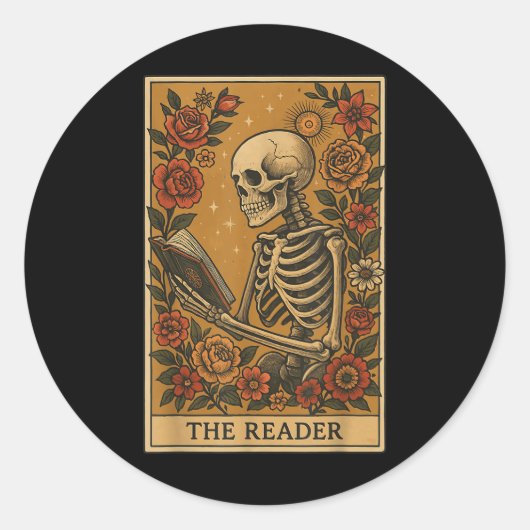 De lezer Tarot-kaart Ronde Sticker (Voorkant)