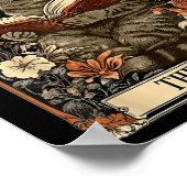 De Lezer Tarotkaart Kat Leesboek Bloemige Maan Poster (Hoek)