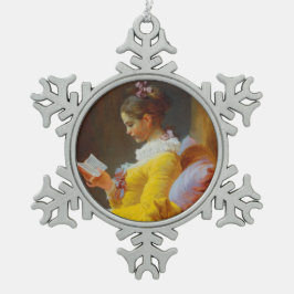De lezer van Jean-Honore Fragonard Tin Sneeuwvlok Ornament