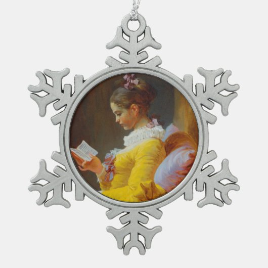 De lezer van Jean-Honore Fragonard Tin Sneeuwvlok Ornament (Voorkant)