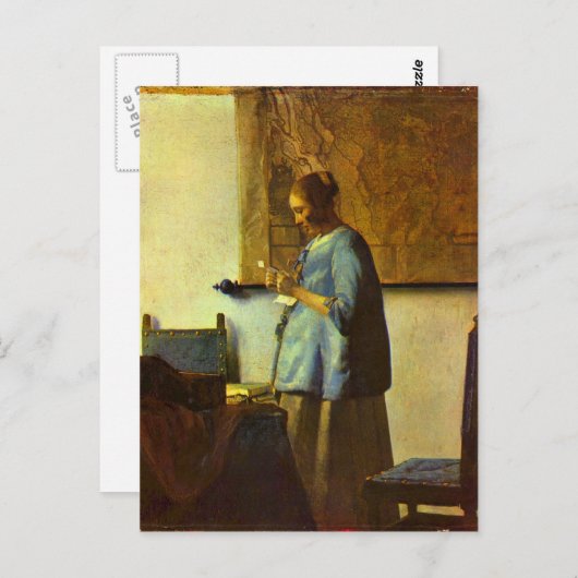 De lezer van Johannes Vermeer Briefkaart (Voorkant / Achterkant)
