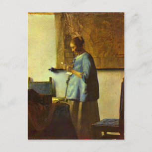 De lezer van Johannes Vermeer Briefkaart