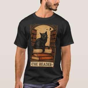 De Lezer Zwarte Kat Boek Lezen Halloween Tarot T-shirt