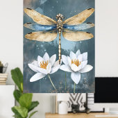 De libel is een fascinerende waterinsect poster (Thuiskantoor)