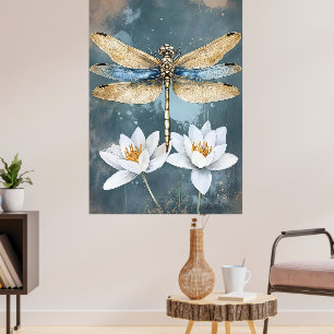 De libel is een fascinerende waterinsect poster