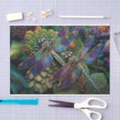 De libellen in een kleurrijke tuin ontkoppelen tissuepapier (Craft)