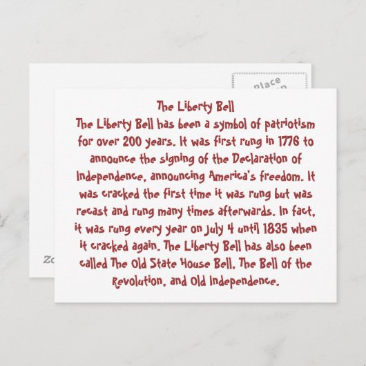 De Liberty Bell Aankondigingskaart (Voorkant / Achterkant)