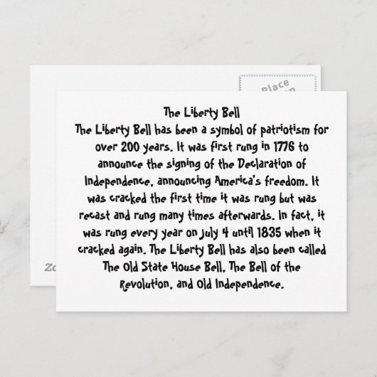 De Liberty Bell Aankondigingskaart (Voorkant / Achterkant)