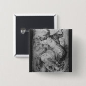 De Libische Sibyl, na Michangelo Buonarroti Vierkante Button 5,1 Cm (Voorkant /achterkant)