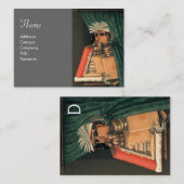 DE LIBRARISCHE MONOGRAM, grijs Visitekaartje (Voorkant / Achterkant)