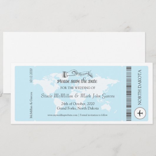 De lichte Blauwe Kaart sparen de Datum (Voorkant / Achterkant)