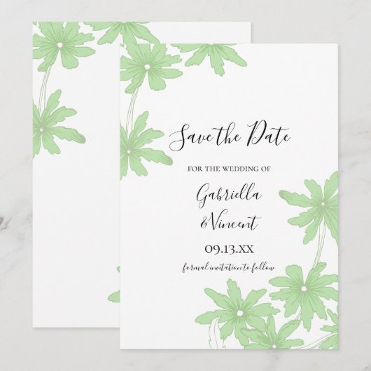 De lichte Groene Dagen Wedden sparen de Datum Save The Date (Voorkant / Achterkant)