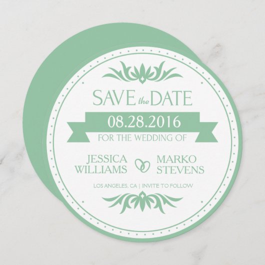 De lichte Groene & Witte cirkels sparen de Datum Save The Date (Voorkant / Achterkant)