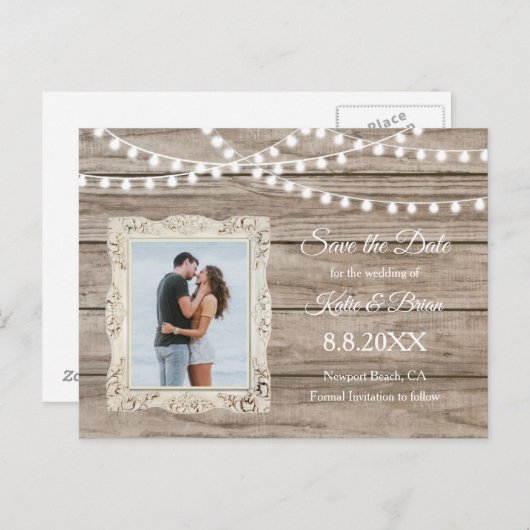 De lichte Rustige lichten van het houtKoord sparen Aankondigingskaart (Voorkant / Achterkant)