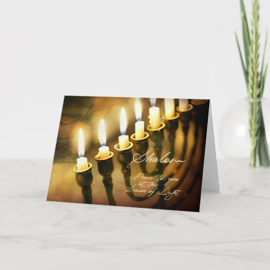 De Lichten Shalom, Vrede van Menorah van de Feestdagen Kaart (Voorkant)