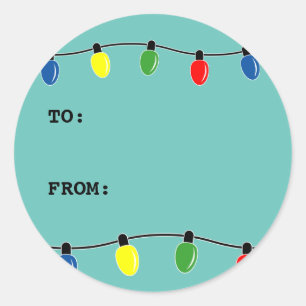 De lichten van de Kerstboom van de douane aan van Ronde Sticker