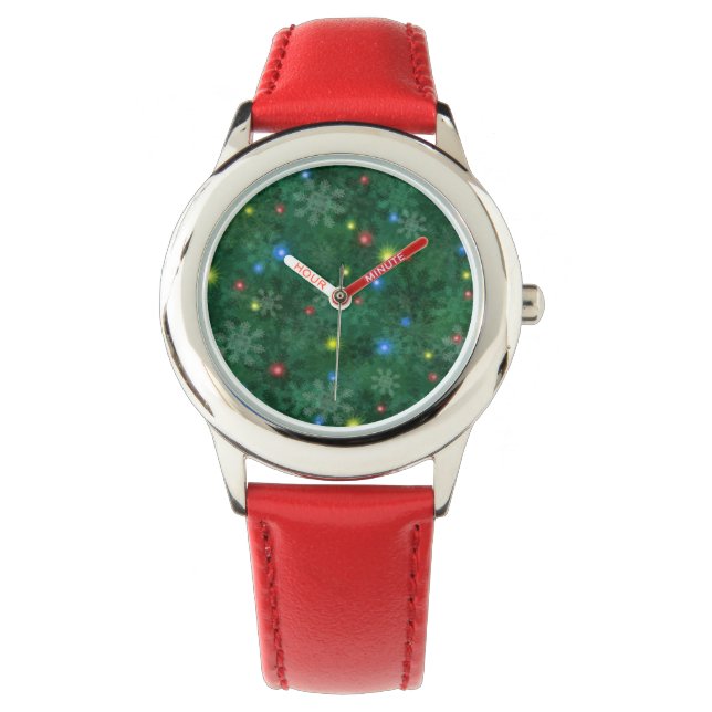 De Lichten van de Sneeuw van Kerstmis Horloge (Voorkant)