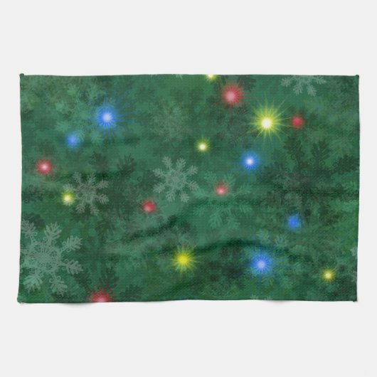 De Lichten van de Sneeuw van Kerstmis Theedoek (Horizontaal)