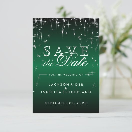 De Lichten van de ster in Metallic Donkergroen - s Save The Date (Staand voorkant)