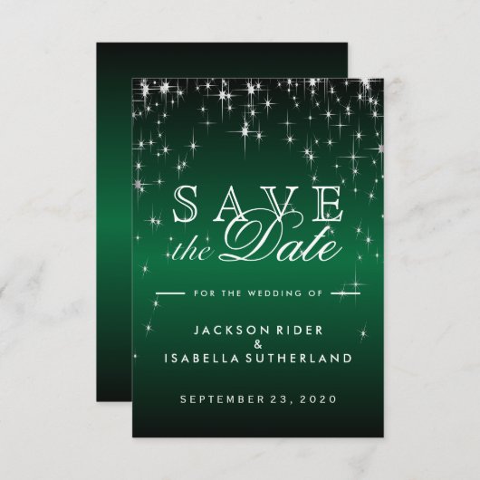 De Lichten van de ster in Metallic Donkergroen - s Save The Date (Voorkant / Achterkant)
