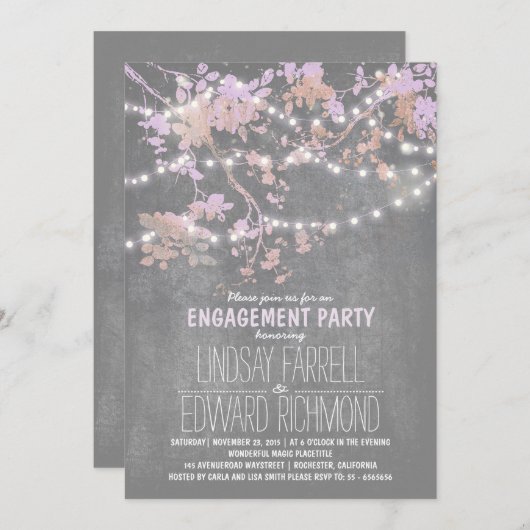 De lichten van het koord schattig en fancy verlovi kaart (Voorkant / Achterkant)