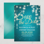 De Lichten van het koord veranderen het Gouden Man Save The Date (Voorkant / Achterkant)