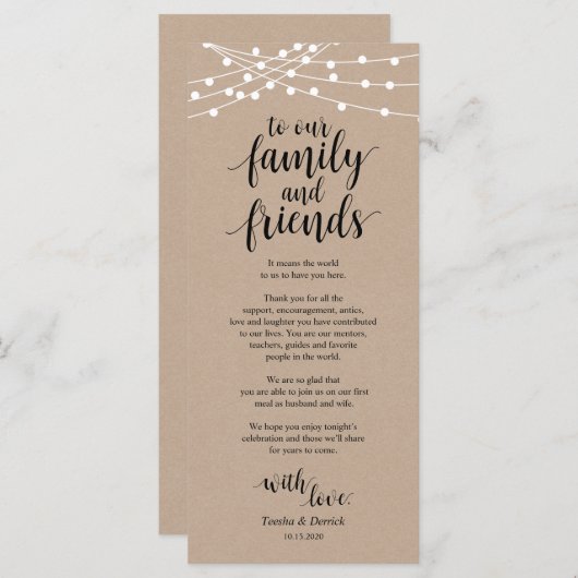 De lichten van het koord, Zwarte Plaats die Dank u Programmakaart (Voorkant / Achterkant)