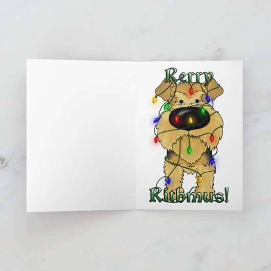 De Lichten van Kerstmis van Airedale Terrier Feestdagen Kaart (Binnen)